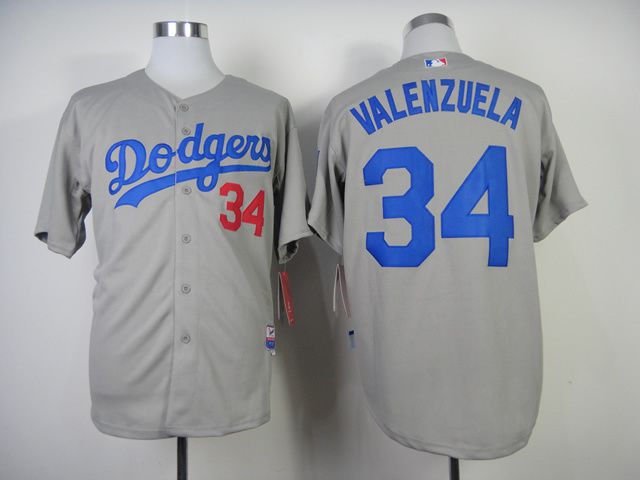Men Los Angeles Dodgers #34 Valenzuela Grey MLB Jerseys->los angeles dodgers->MLB Jersey